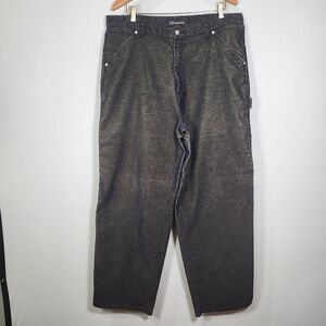 Men's Y2K No Boundaries Caurpenter Black Corduroy Baggy Jeans 38x32